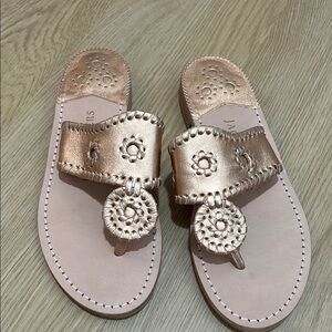 Jack Rogers Metallic Sandals in Rose Gold
